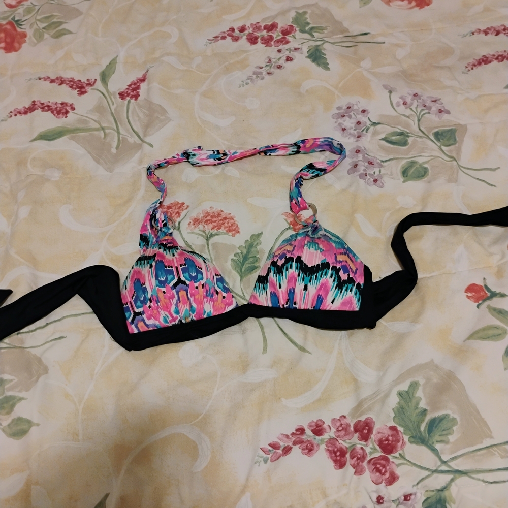 a.n.a Multicolor Bikini Top with Black Straps